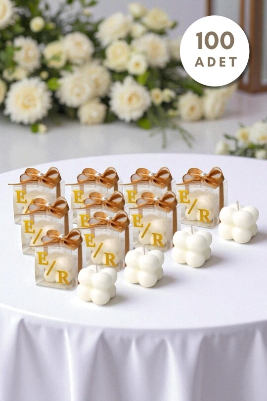 100 ADET ASETAT KUTULU BUBBLE HEDİYELİK MUM 