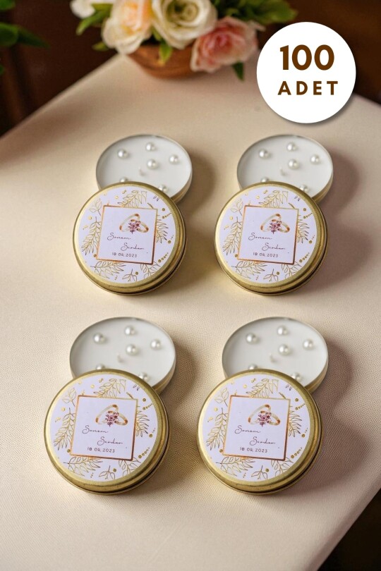 100 ADET GOLD TENEKE KUTU HEDİYELİK MUM 50 CC 