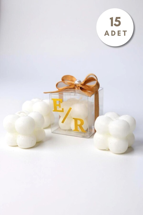 15 ADET ASETAT KUTULU BUBBLE HEDİYELİK MUM - 1