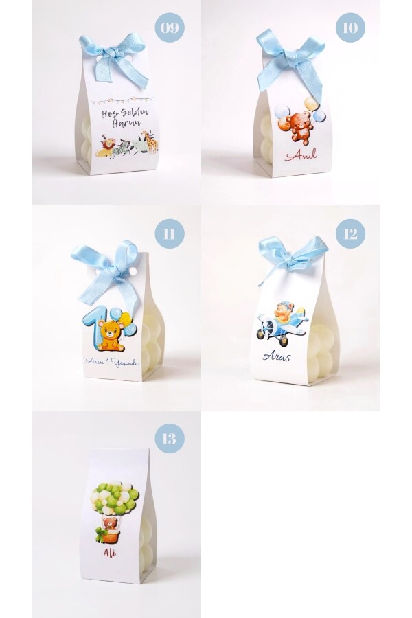 15 ADET BASKILI KAĞIT BUBBLE MODEL HEDİYELİK MUM - 5