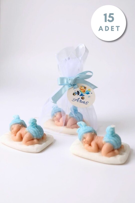 15 ADET TÜL DETAY UYUYAN BEBEK HEDİYELİK MUM 