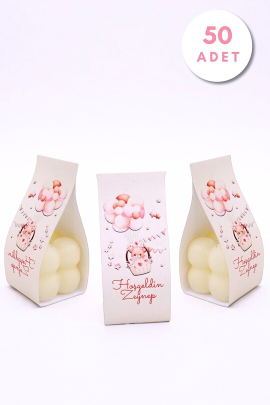 50 ADET BASKILI KAĞIT BUBBLE MODEL HEDİYELİK MUM 