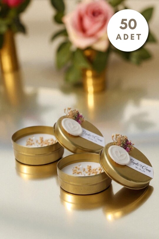 50 ADET GOLD TENEKE KUTU HEDİYELİK MUM 100 CC 