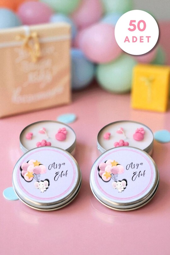 50 ADET GRİ TENEKE KUTU HEDİYELİK MUM 50 CC 