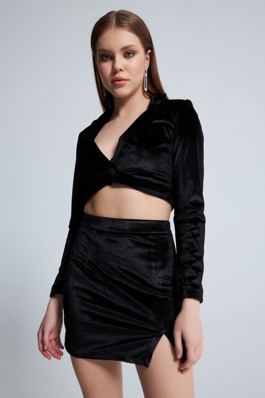 ASYMMETRIC VELVET JACKET - 3