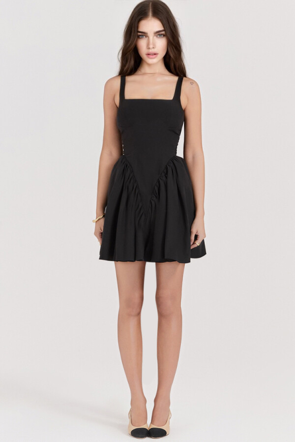 Black Backless Mini Dress with Bow Detail - 3