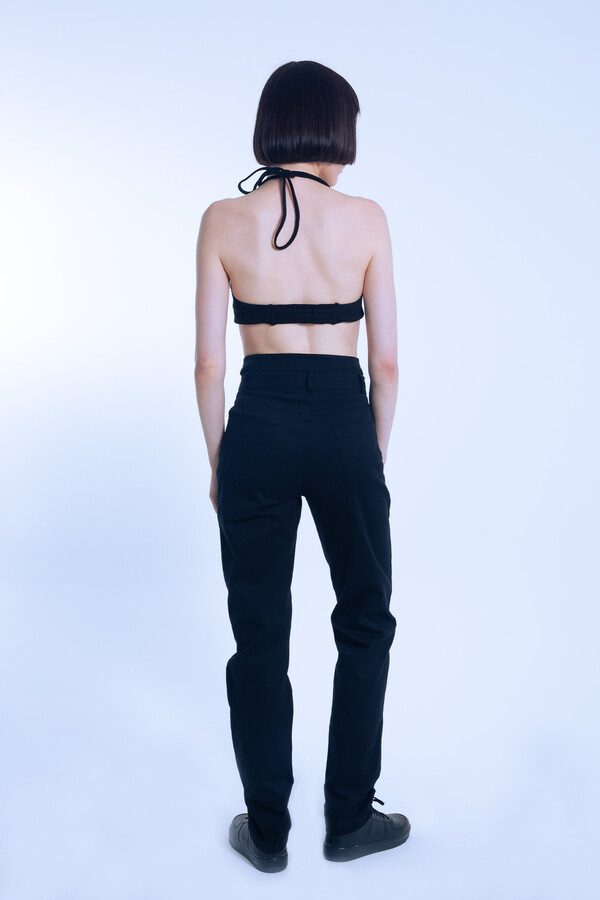 Black Double Belt Waist Detail Pants - 3