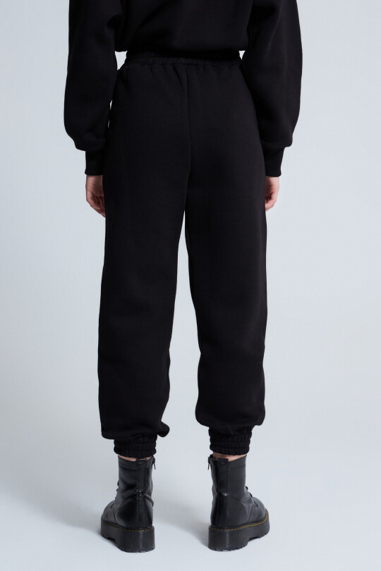 Black Elastic Waist Sweatpants - 4