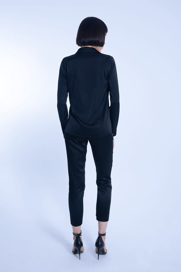 Black Satin Classic Shirt - 3