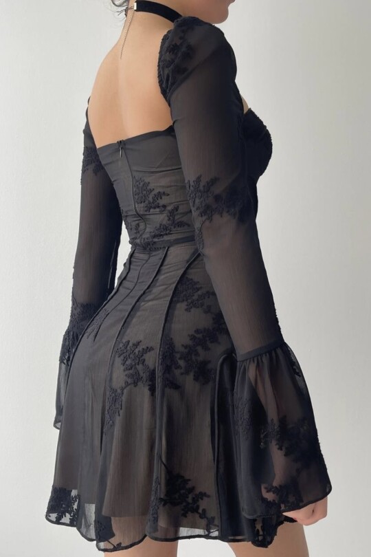 Black Short Sleeve Dress - 5