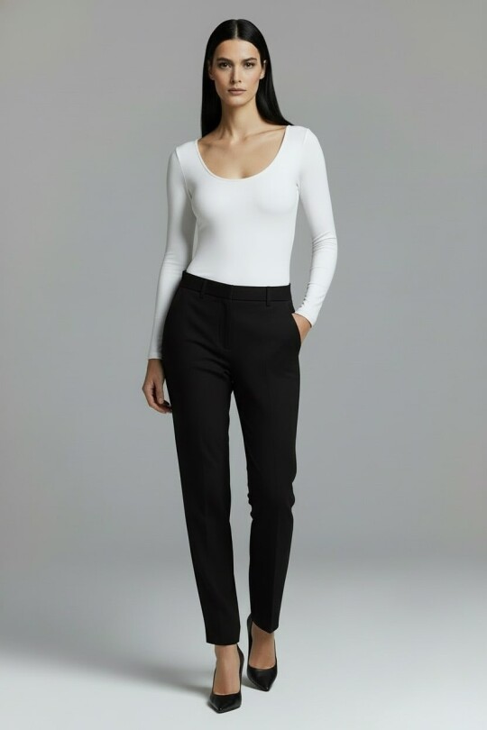BLACK WINTER CIGARETTE TROUSERS - 1