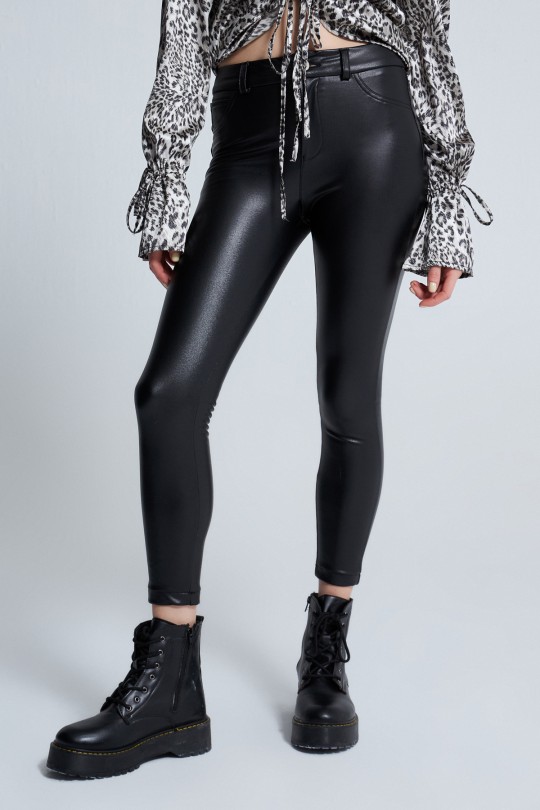  BLACK LEATHER TROUSERS WITH FLEECE LYCRA. - 2