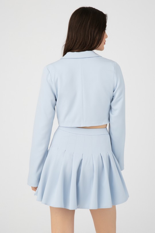 Blaue asymmetrische kurze Jacke - 2