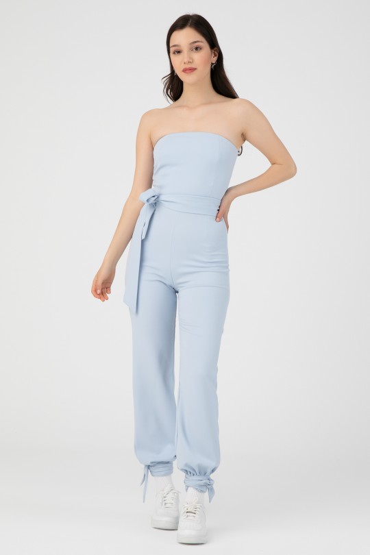 Blauer Hürrem-Jumpsuit mit Bindung am Knöchel - 2