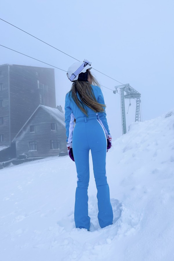 BLUE SKI JUMPSUIT WITH STRIPES ON THE SIDES - 5