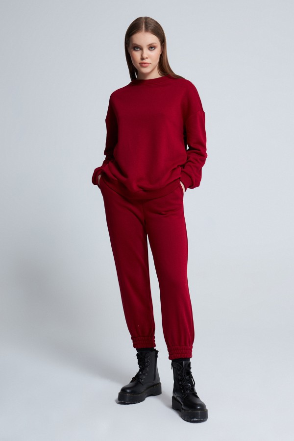 Bordeauxfarbenes Oversize-Sweatshirt - 1
