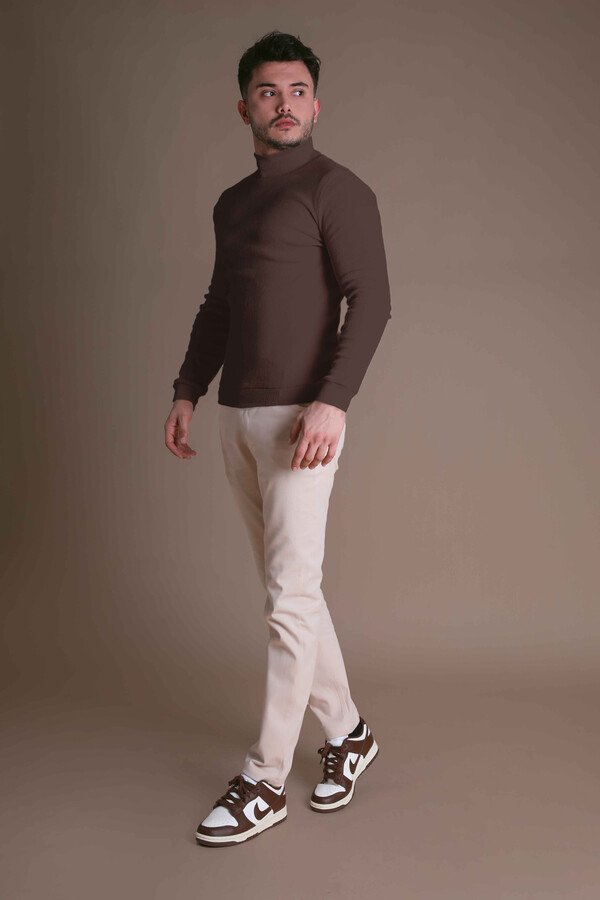 BROWN TURTLEneck CASHISLE SWEATER - 3