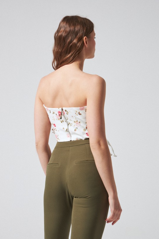 Bustier mit Blumenmuster und seitlichen Bindebändern - BERFUĞ KIRAN (1)