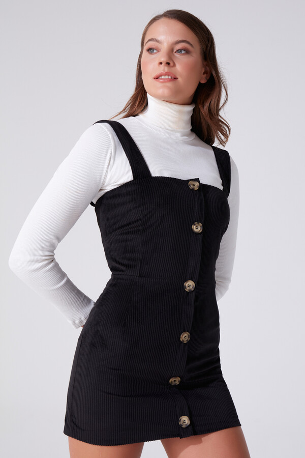BUTTONED FRONT HANGING MINI DRESS - BERFUĞ KIRAN