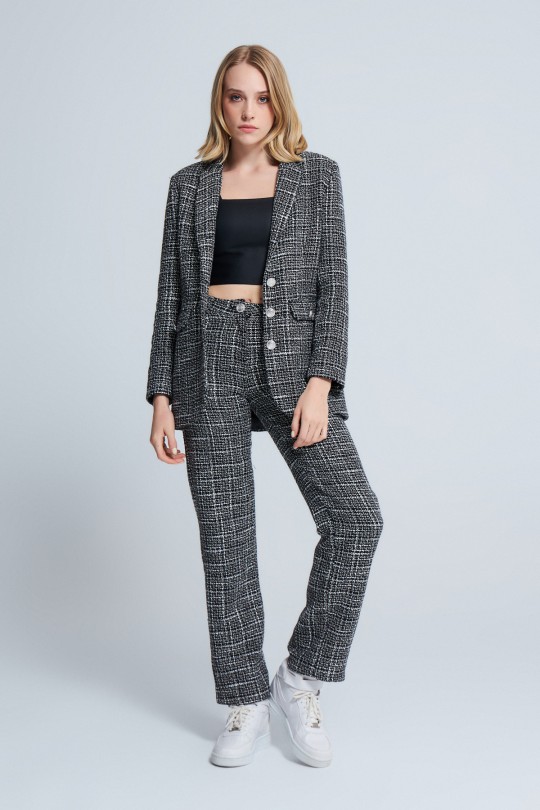  TUVITED JACKE MIT KNOPFDETAIL SCHWARZ/WEISS - BERFUĞ KIRAN