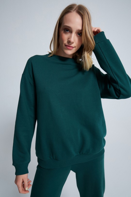 DUNKELGRÜNES ÜBERGROSSES SWEATSHIRT 