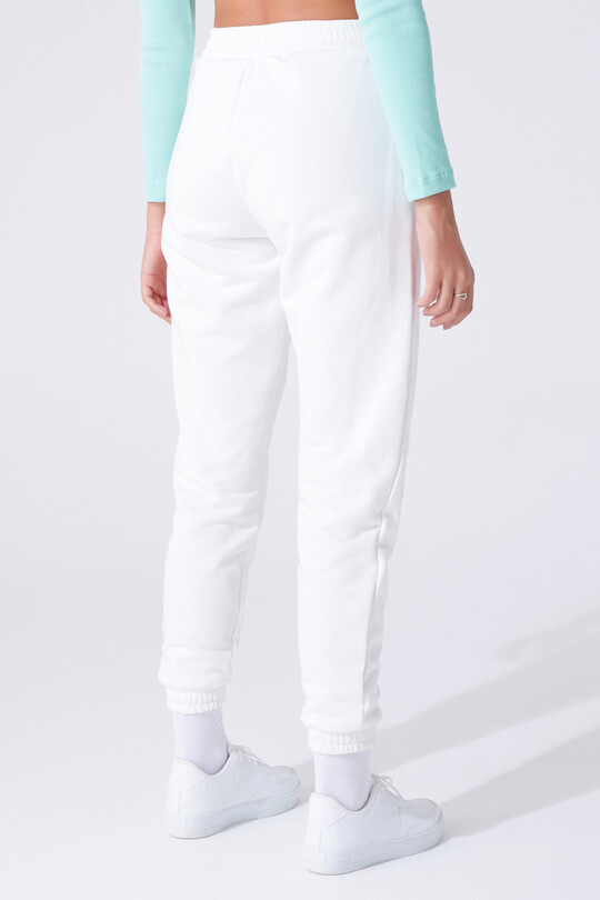 Ecru Jogginghose mit elastischen Bündchen und hohem Bund - 3