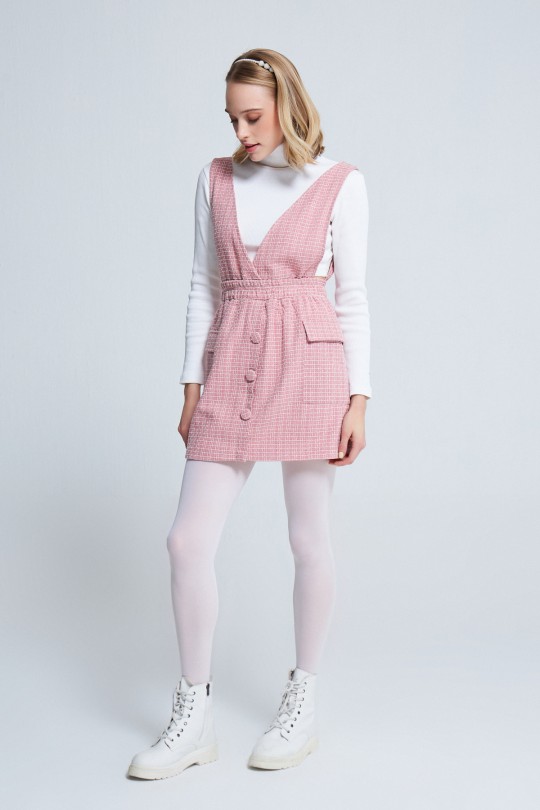 PLAID GILE DRESS PINK/WHITE 