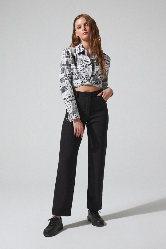 FLAT LEG PANTS BLACK 