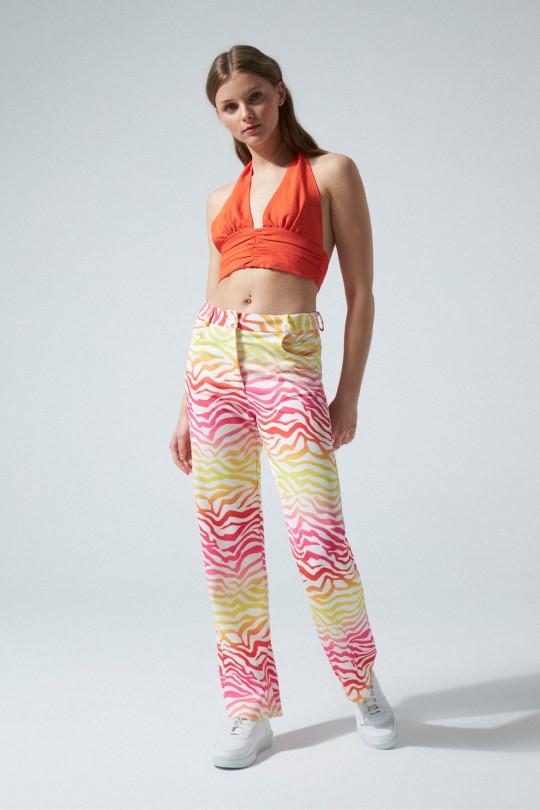 FLAT LEG PANTS COLORFUL PATTERN 