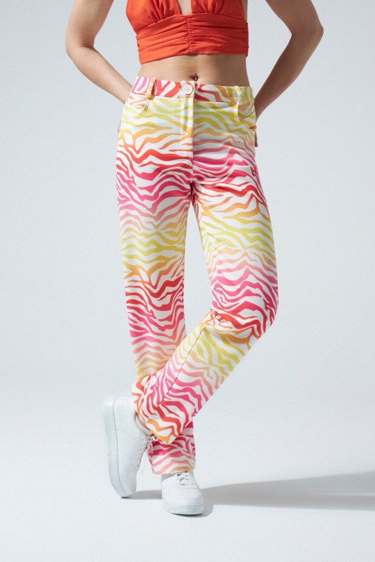 FLAT LEG PANTS COLORFUL PATTERN - 2