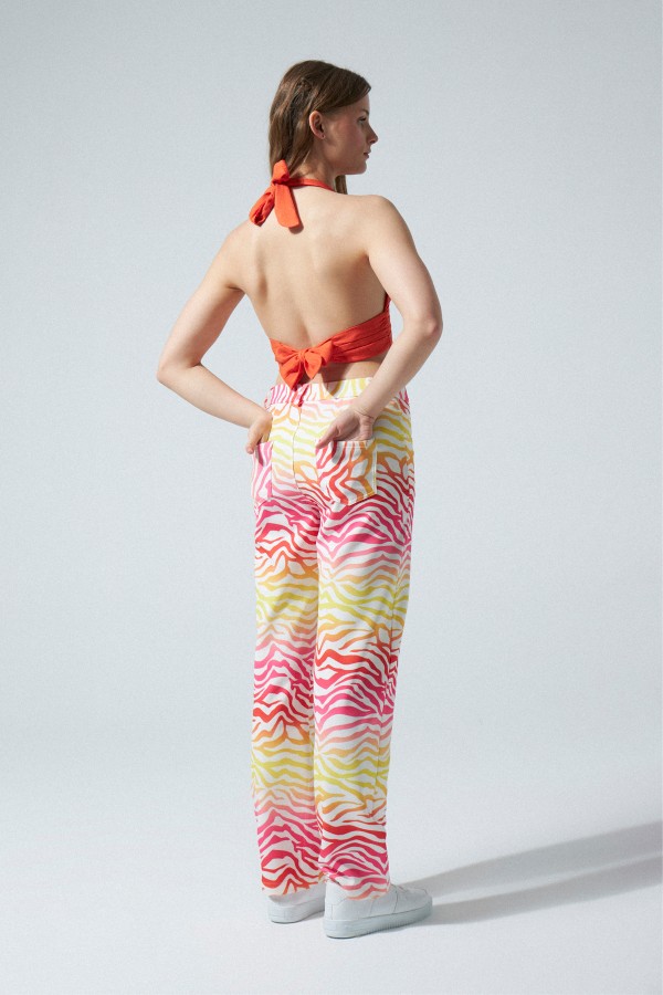 FLAT LEG PANTS COLORFUL PATTERN - 3