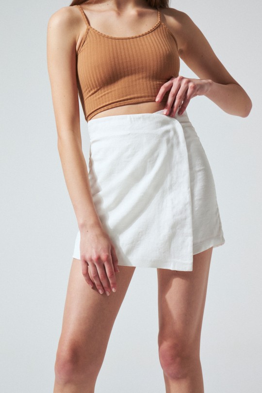 FRONT COVERED SHORTS SKIRT WHITE - 2