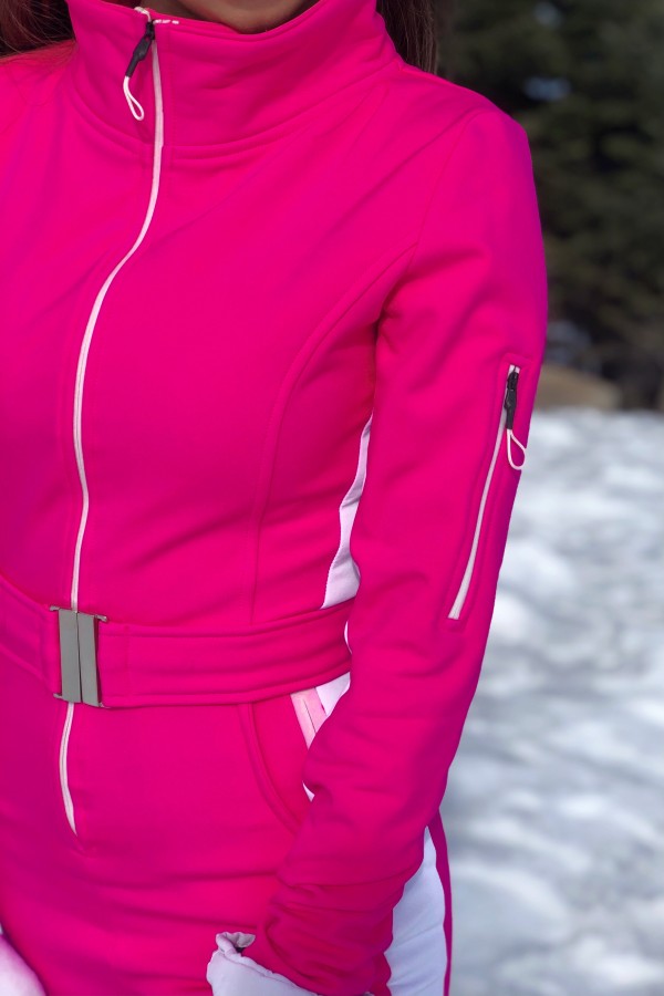 FUCHSIA SKIOVERALL MIT SEITENSTREIFEN UND ENGEM BEIN - 4