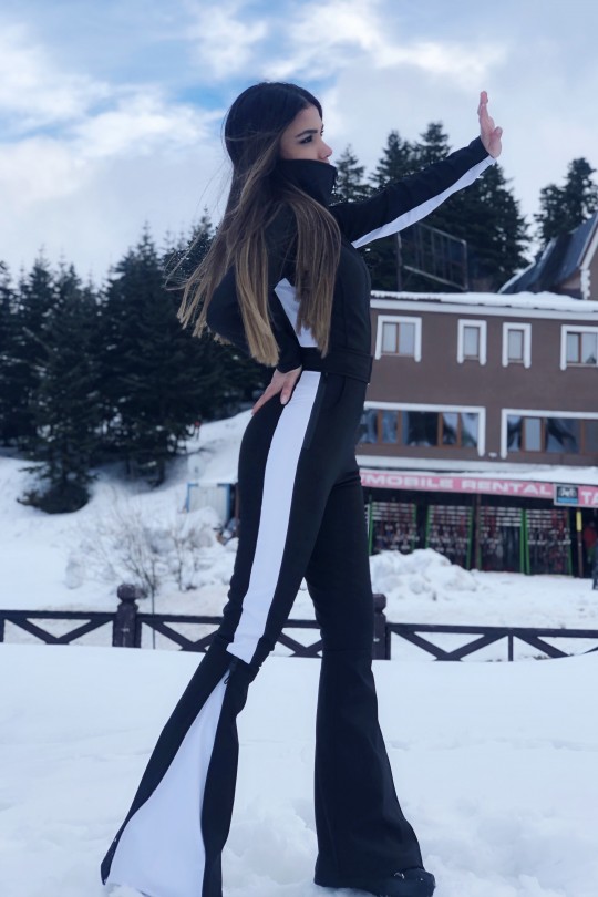  GESTREIFTER SPANISCHER BEIN SKI JUMPSUIT 