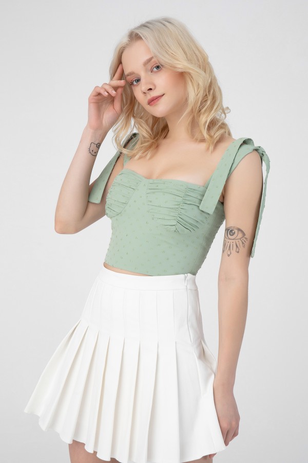 Grünes Bustier zum Binden an den Schultern - 1