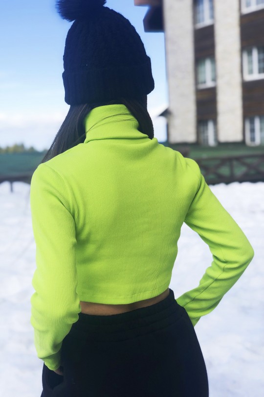 Grünes Rollkragen-Crop-Top - 3