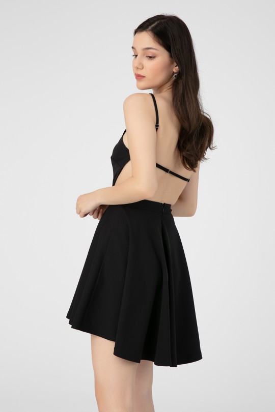 HALTER COLLAR BACK BACK DRESS - 4