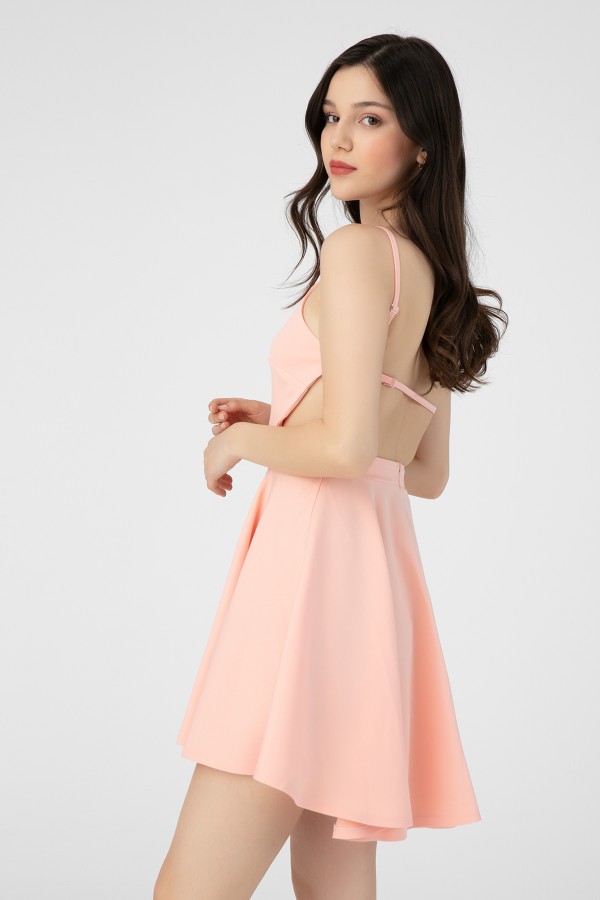 HALTER COLLAR BACK BACK DRESS - 2