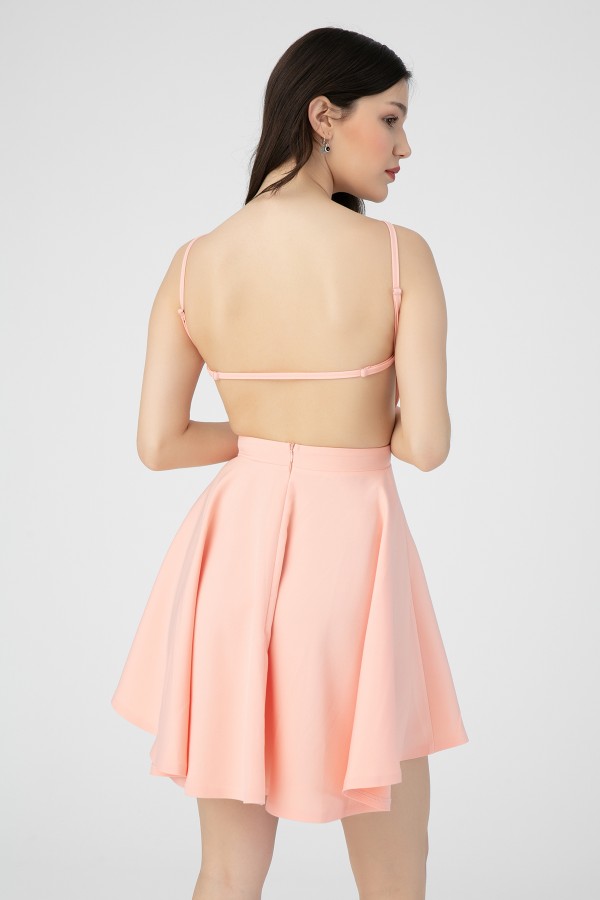 HALTER COLLAR BACK BACK DRESS - 4