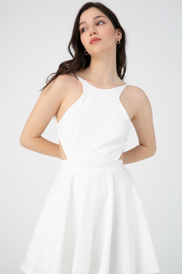 HALTER COLLAR BACK BACK DRESS - 3