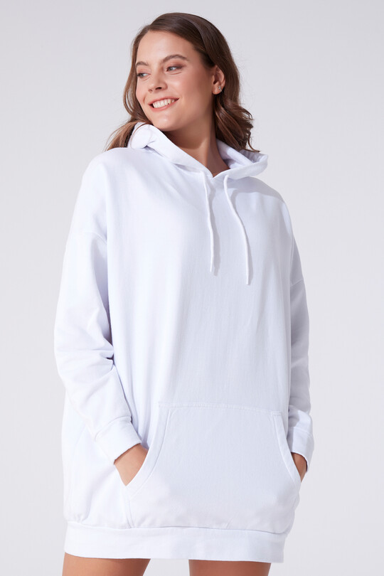 HOODED DRESS WITH FRONT POCKETS