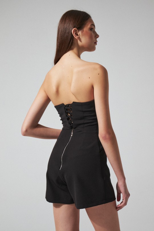 TIED BACK STRAPLESS JUMPSUIT BLACK - 3