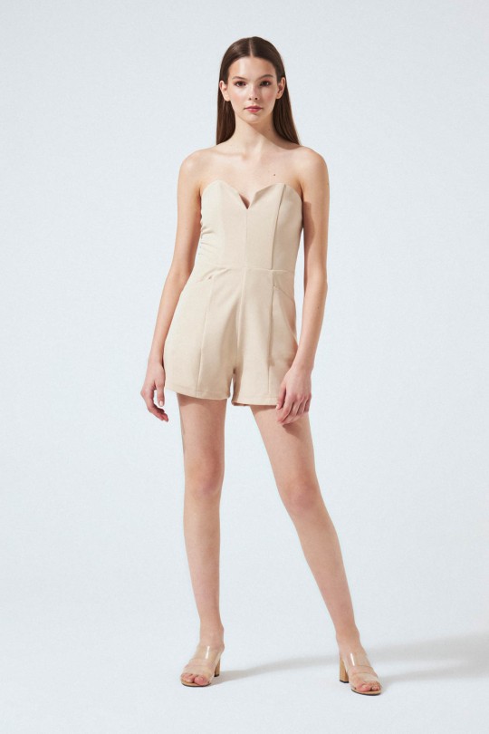 LINING BACK STRAPLESS JUMPSUIT MINK - 2