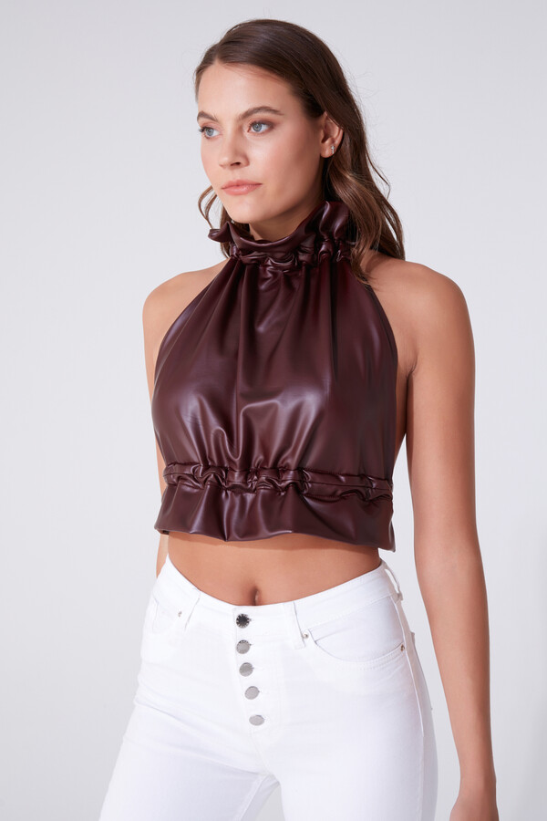 BACK DETAILED TIE BLOUSE - 1