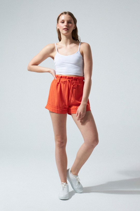 ELASTIC WAIST SHARP SHORTS ORANGE 