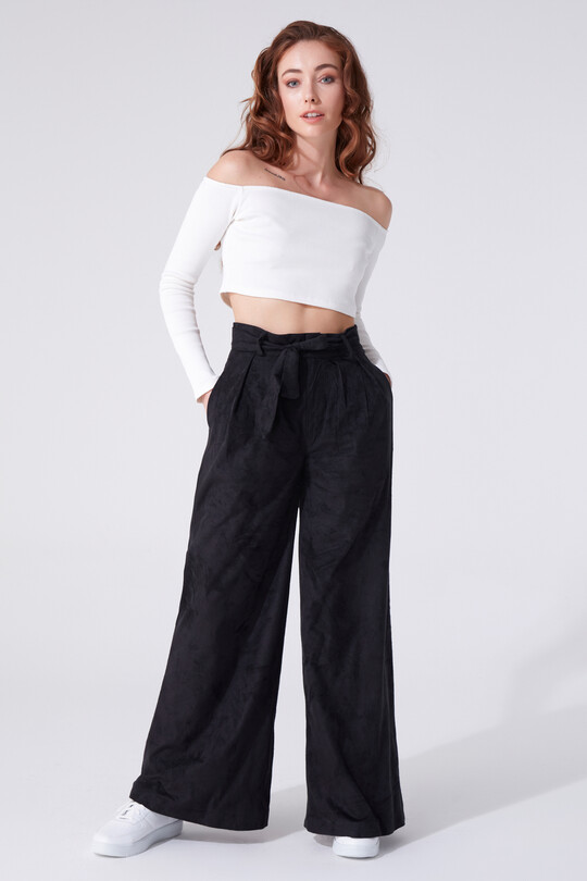BELTED SUEDE BOTTOM CUT TROUSERS