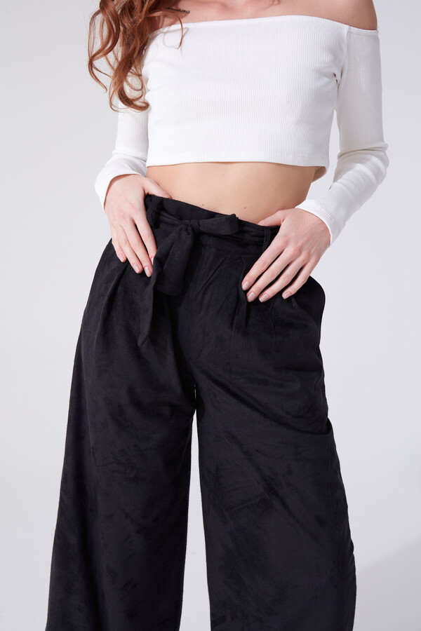 BELTED SUEDE BOTTOM CUT TROUSERS - 2