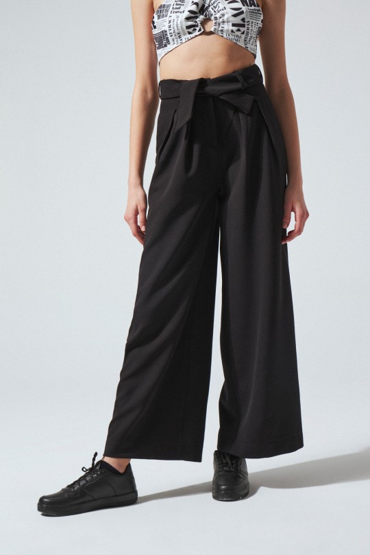 BLACK LONG LOT PANTS - 2