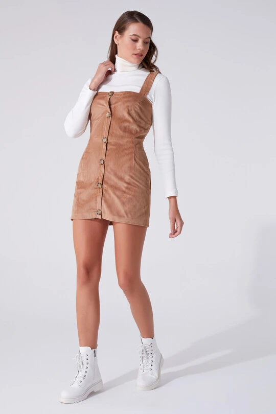 BUTTONED FRONT HANGING MINI DRESS