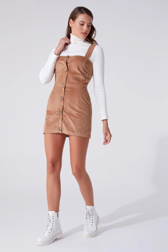 BUTTONED FRONT HANGING MINI DRESS 